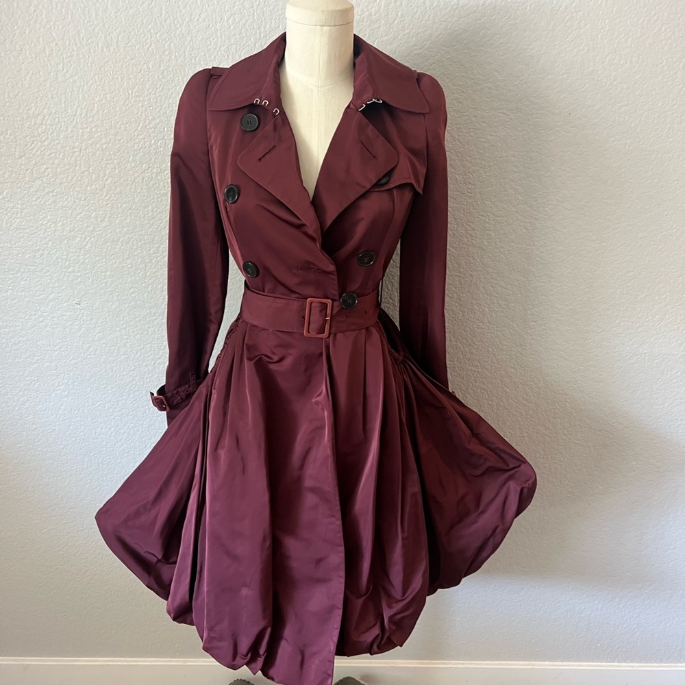 Burgundy Alexander McQueen trench coat dress